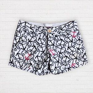 LILLY PULITZER Nautical Anchor Sailing White Navy Shorts Cruise Womens 2